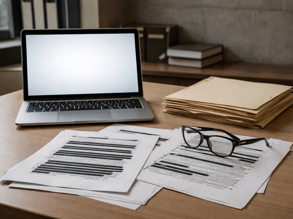 Desk scene with files, a laptop, and documents suggesting layered research for wealth estimates.