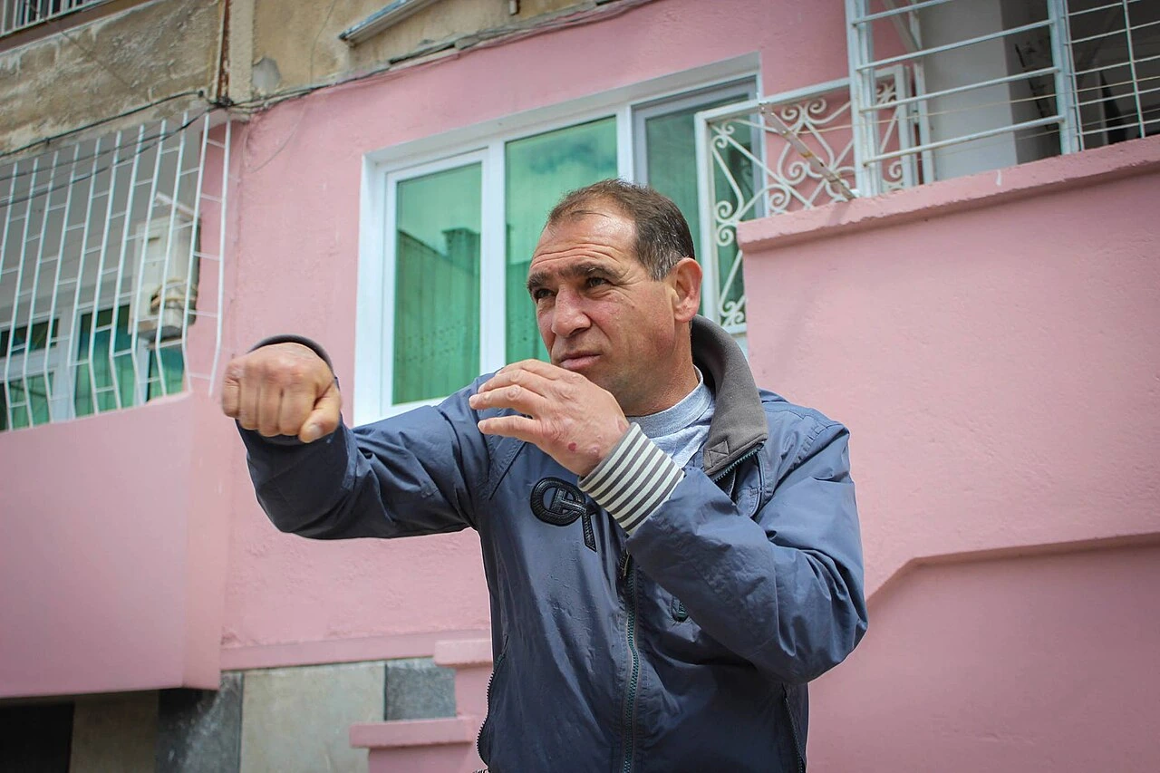 Serafim Simeonov Todorov posing with boxing stance outdoors
