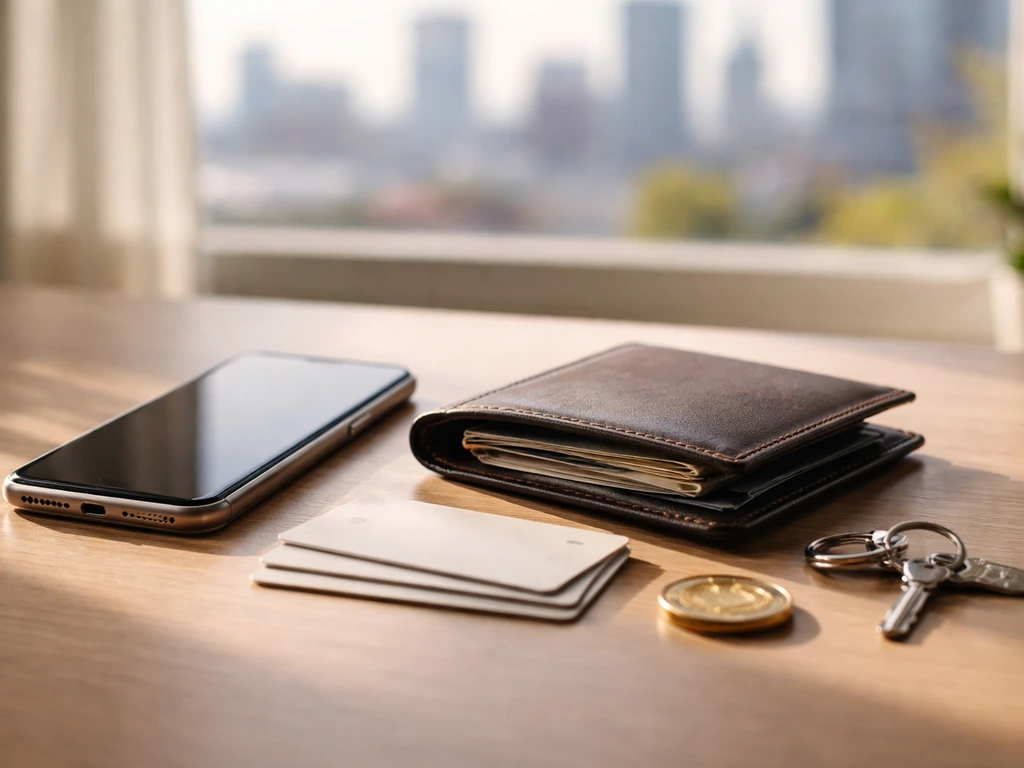 Minimal desk scene with smartphone and wallet, symbolizing career earnings and wealth impact